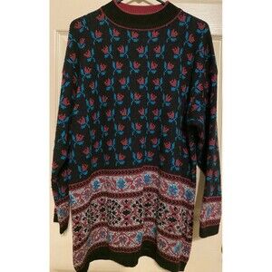 Women's Vintage JP Collections Sweater Plus Sz 22/24 Floral Print AOP 1980s 90s